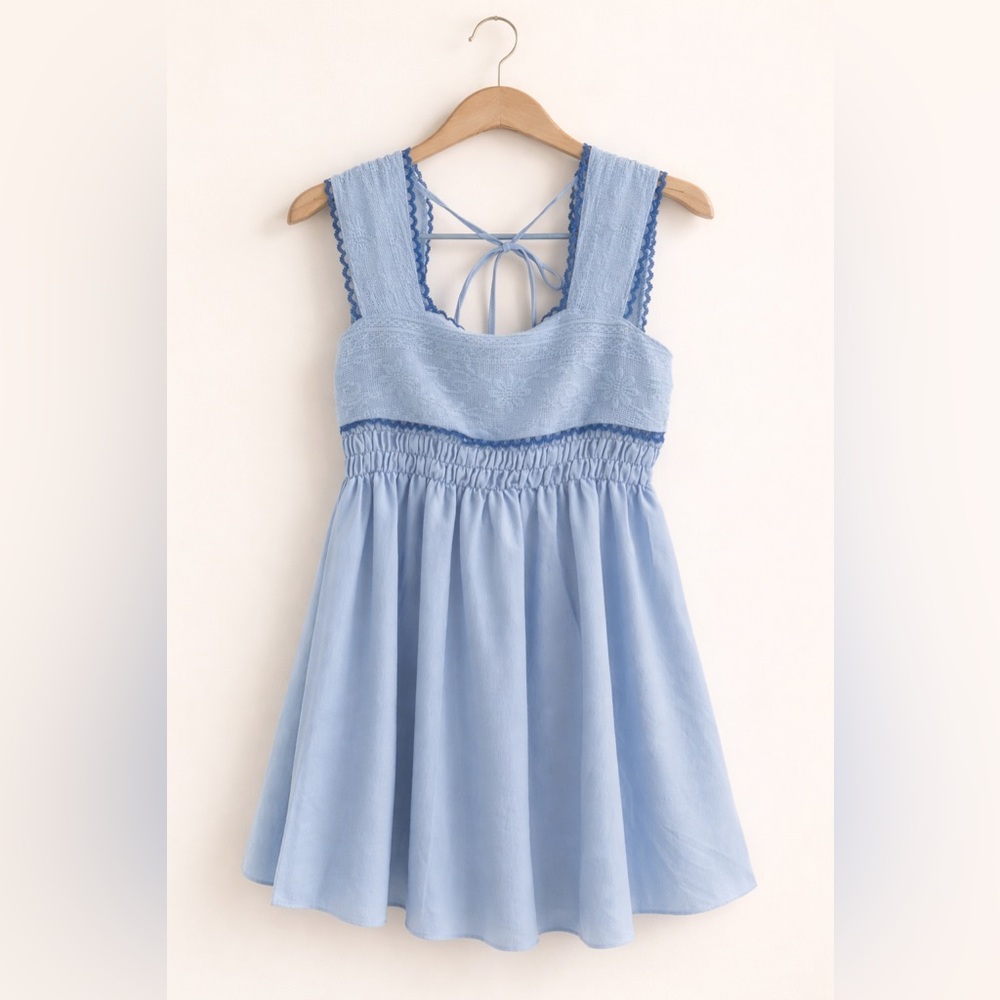 Light Blue Lace-Trim Sundress